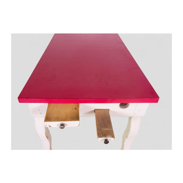 Vintage Kitchen Table with Red Formica Top and Shaped Legs For Sale - Image 9 of 13