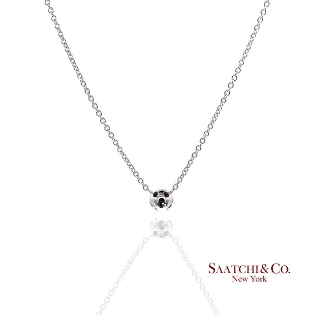 18k(750) White Gold Natural Diamond Pendant Necklace With Chain For Sale - Image 4 of 13