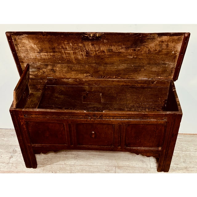 17th Century Late 17th Century English Oak Trunk / Chest / Bench For Sale - Image 5 of 7