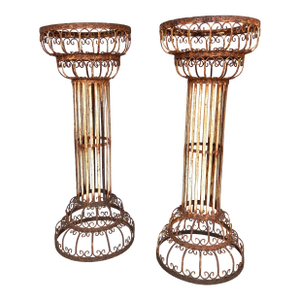 Mid 20th Century French Style Iron Scrollwork Plant Stands - A Pair