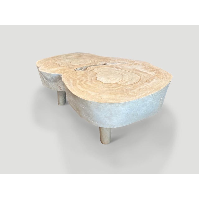 Andrianna Shamaris Amorphous Mid Century Style Bleached Suar Wood Coffee Table For Sale In New York - Image 6 of 6