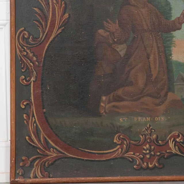 19th Century French 19th Century Framed Painting of St. Francis of Assisi For Sale - Image 5 of 9