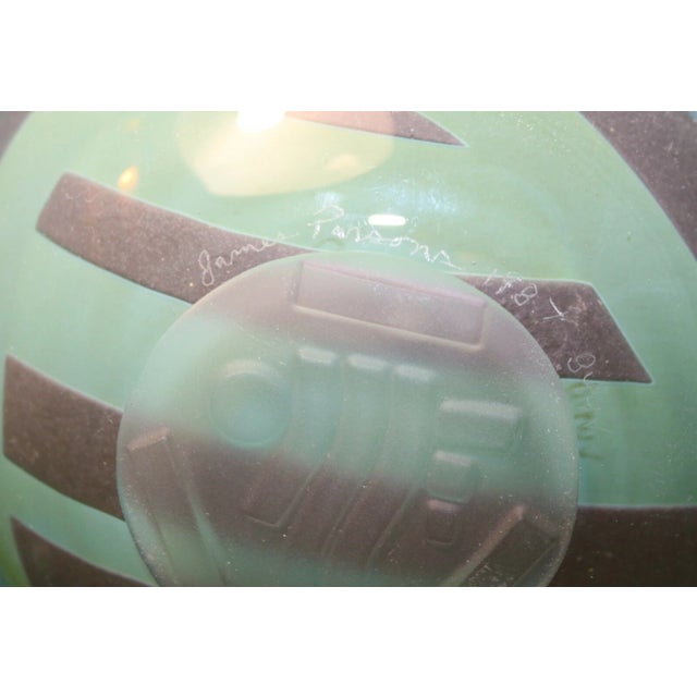 Vintage 87 Blown James Parsons Relief Art Deco Art Studio Glass Centerpiece Bowl For Sale - Image 11 of 12