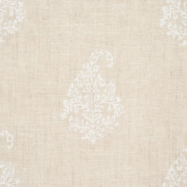 Transitional SAMPLE - Schumacher Kerala Paisley Fabric In White On Neutral For Sale - Image 3 of 4