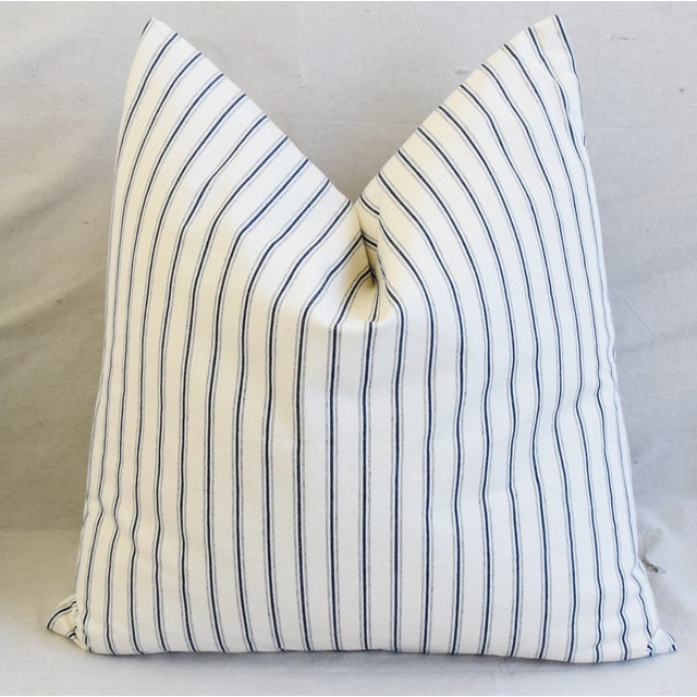 Country Blue Striped French Ticking Feather Down Pillows 24