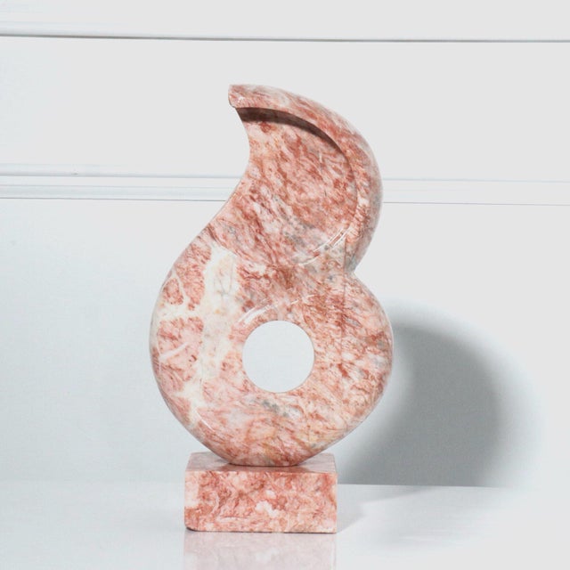 1980s 1980s Modern Free Form Abstract Pink Marble Sculpture For Sale - Image 5 of 10