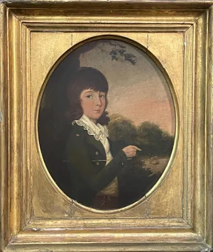 Portrait of Boy, 1800s, Oil on Panel, Framed