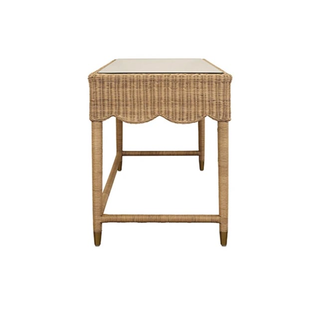 Not Yet Made - Made To Order Matthew Izzo Home Zoey One Drawer Rattan Desk With Glass Top For Sale - Image 5 of 8