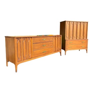 Mid Century Kent Coffey Marquee Modern Dresser Set For Sale