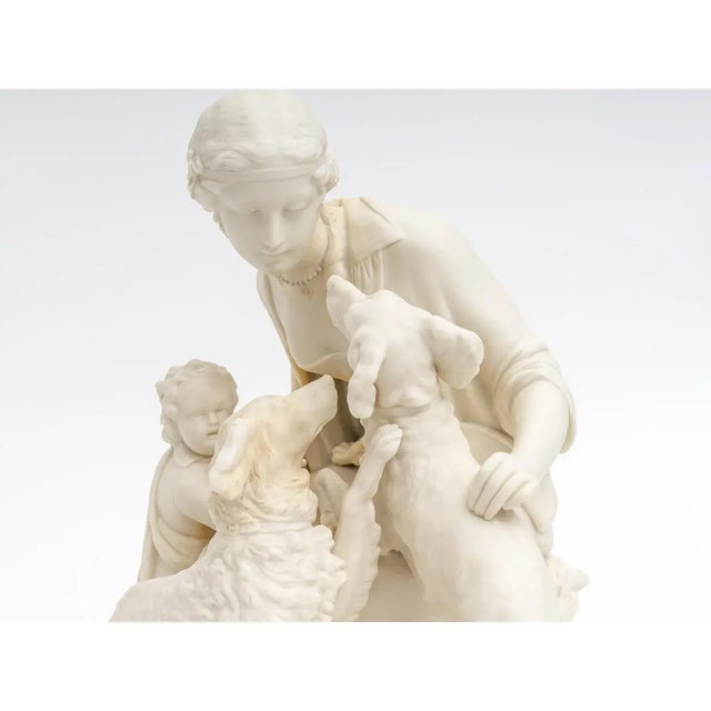 Antique Bisque Sculpture With Dogs For Sale - Image 11 of 13