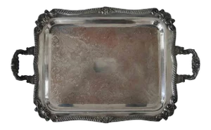 Antique Serving Tray - Silver on Copper