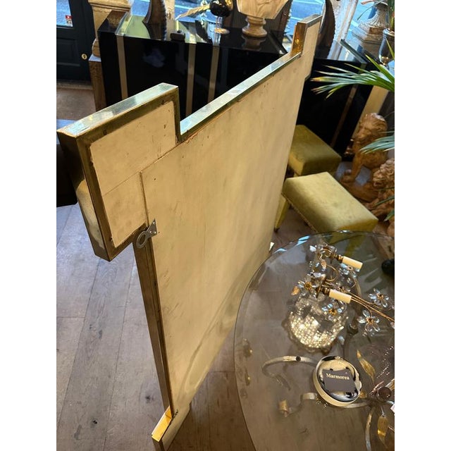 French Cream Lacquered and Brass Mirror, 1970 For Sale - Image 4 of 12