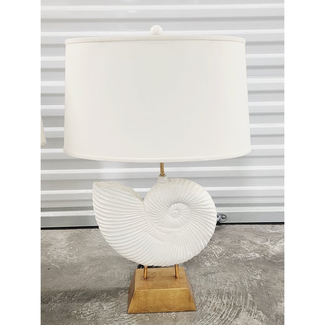 Decorative Gilt Metal Ammonite Motif Table Lamps-a Pair For Sale In New York - Image 6 of 14