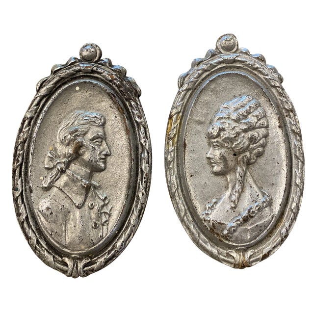 1920s Waverly Studios Cast Iron Hand Painted Curtain Tie Backs - Set of 2 For Sale