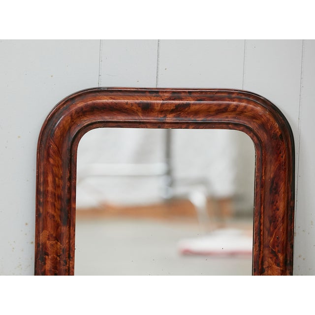 French French 1900s Louis-Philippe Inspired Mirror with Faux Tortoise Painted Frame For Sale - Image 3 of 8