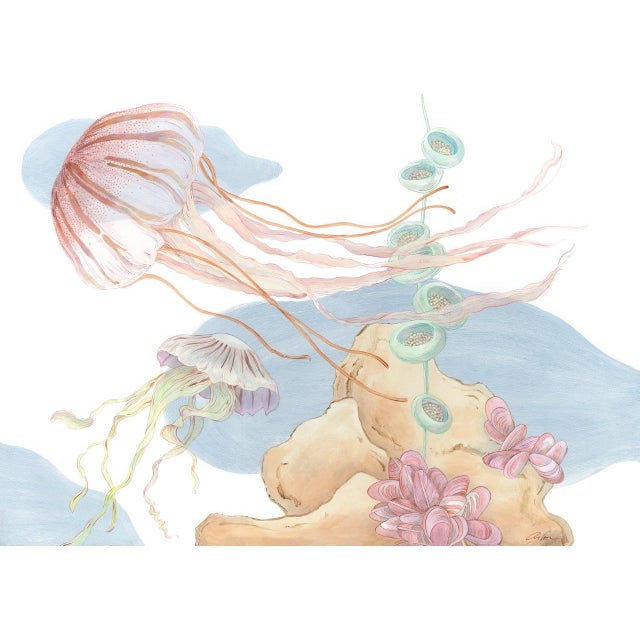 2020s "An Octopus's Garden and Don't be Jelly" Contemporary Jellyfish and Octopus Acrylic Diptych Paintings by Allison Cosmo - a Pair s For Sale - Image 5 of 10