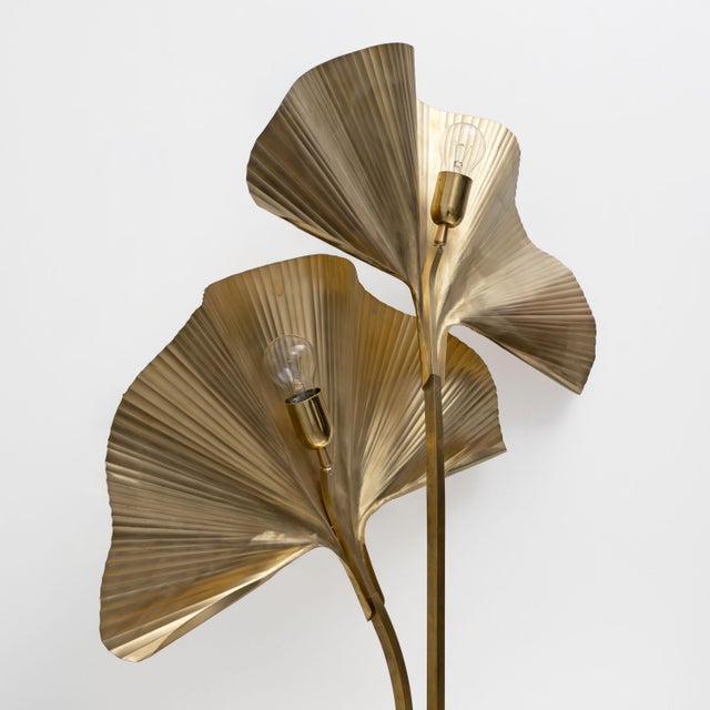 Metal Italian Brass Ginkgo Table Lamp, 2000 For Sale - Image 7 of 10