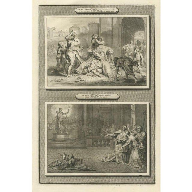Pieter Mortier, Stoning of Susanna's Accusers and Daniel Destroys Bel, 1700, Engraving For Sale - Image 12 of 12