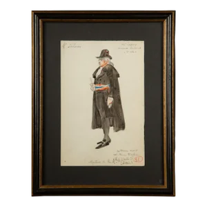 Framed Original Opera Costume Design Water Color, By Charles Betout