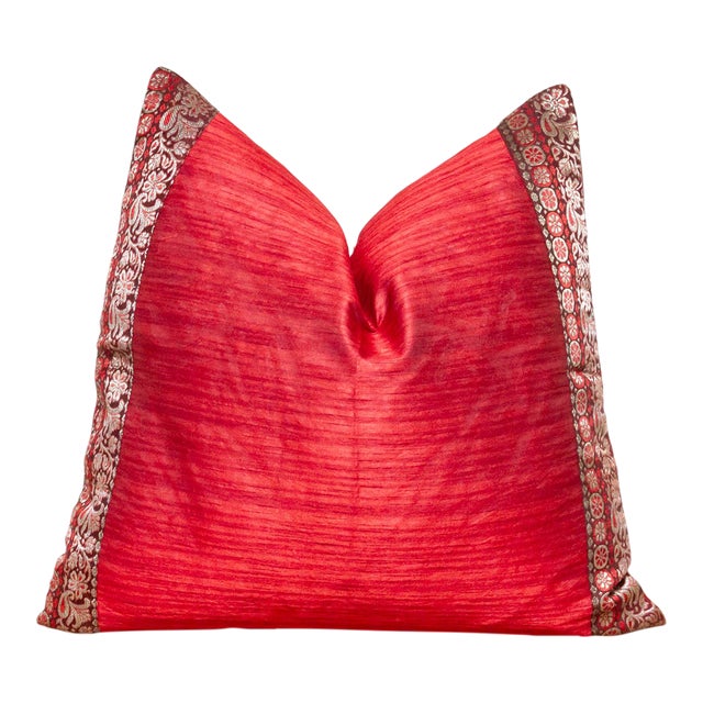 Sangria Festive Silk Euro Pillow Cover For Sale