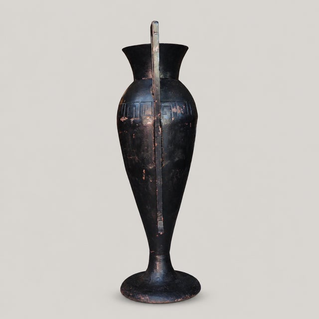 Neoclassical 19th/20th Century Neoclassical Cast Iron Amphora Urn With Greek Key Band For Sale - Image 3 of 9