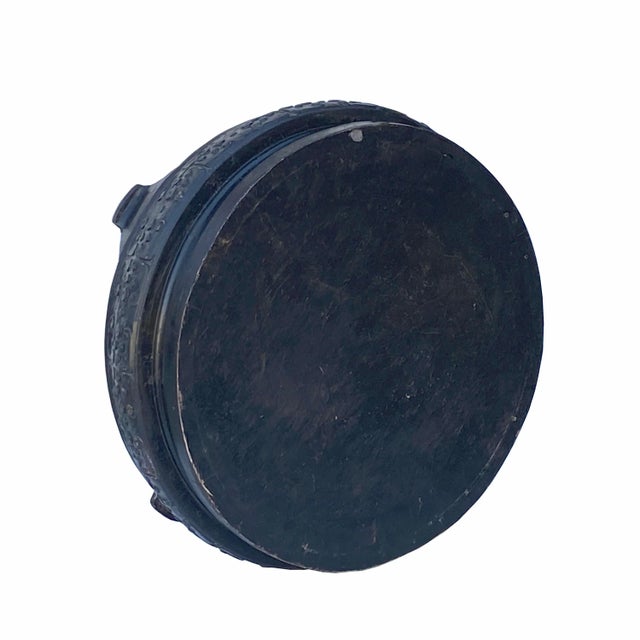 Chinese Chinese Rustic Vintage Dark Brown Black Wood Round Plant Stand For Sale - Image 3 of 7