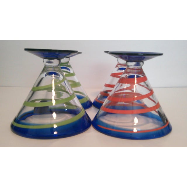 American 1990s Kosta Boda Royal Caribbean Hand Blown Martini-Margarita-Dessert Glasses - Set of 4 For Sale - Image 3 of 5