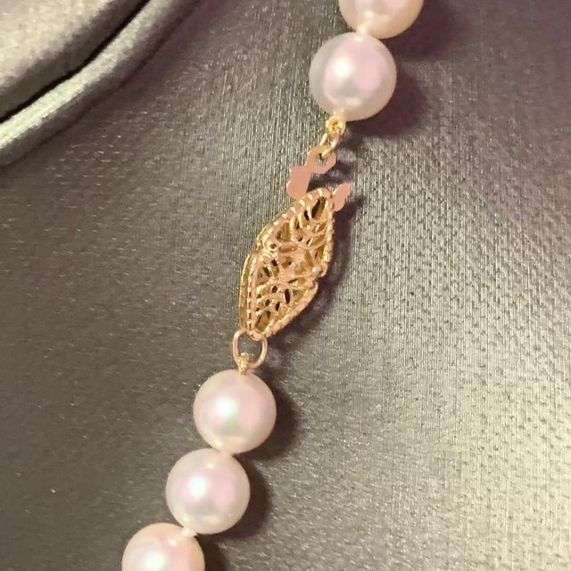 Fine Quality Akoya Pearl Necklace 14k Yellow Gold 16" 7.5 mm Certified $2,950 110696 This is one of Kind Unique Custom...