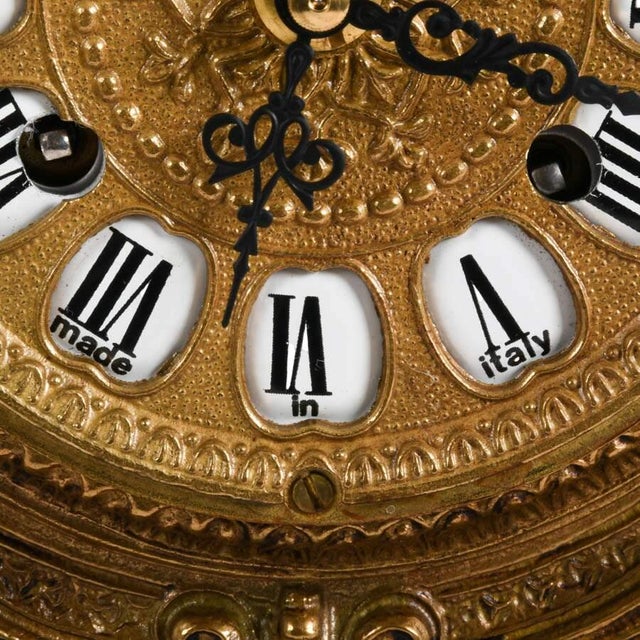 Metal Imperial Italian Brevettato Gilt Bronze Mantel Clock Garniture Set With Candelabra For Sale - Image 7 of 13