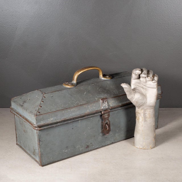 ABOUT A factory metal toolbox with solid bronze handle and riveted top. CREATOR Unknown. DATE OF MANUFACTURE c.1940....