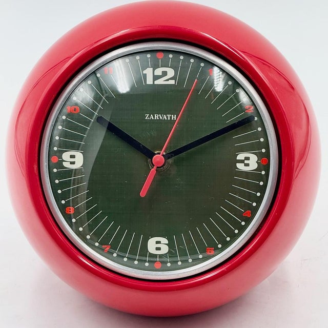 Space Age Red Globe Clock, 1970s For Sale - Image 4 of 11