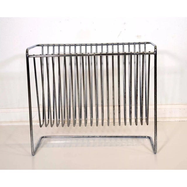 Arthur Umanoff Vintage Minimalist Chrome Magazine Rack by Arthur Umanoff Postmodern For Sale - Image 4 of 7