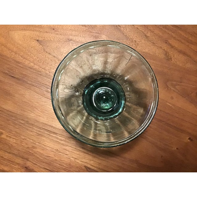 Vintage Green Uranium Vaseline Footed Sherbet/Dessert Glass 4” diameter