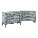 19th Century Blue Painted Swedish Gustavian Chest of Drawers For Sale