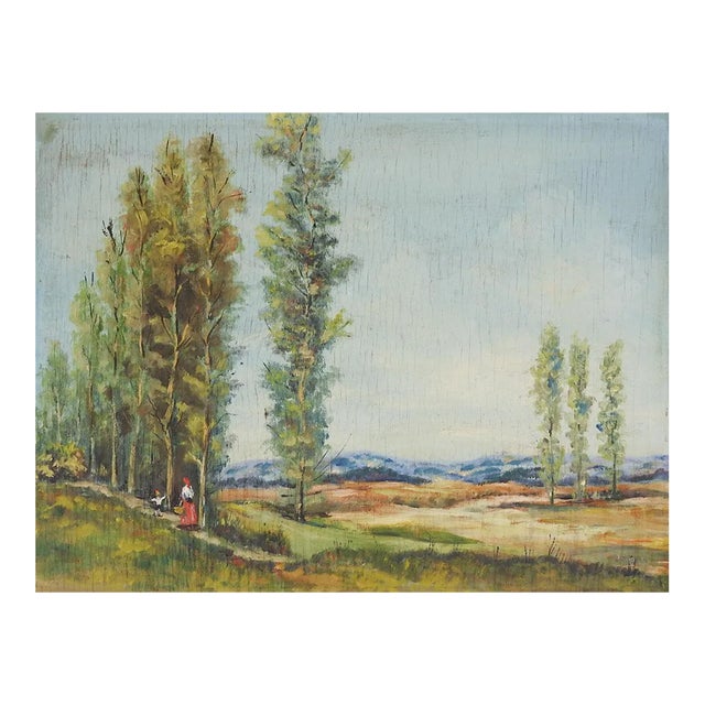Vintage Continental Impressionist Landscape Painting For Sale