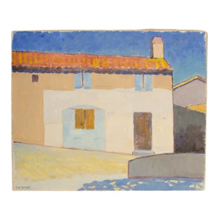 1940s "Sunkissed Barn" Expressionist Style Architectural Oil Painting by Ernest Yarrow-Jones For Sale
