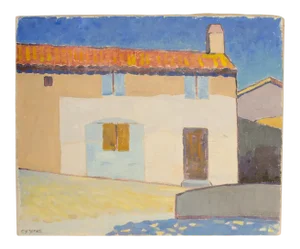 1940s "Sunkissed Barn" Expressionist Style Architectural Oil Painting by Ernest Yarrow-Jones