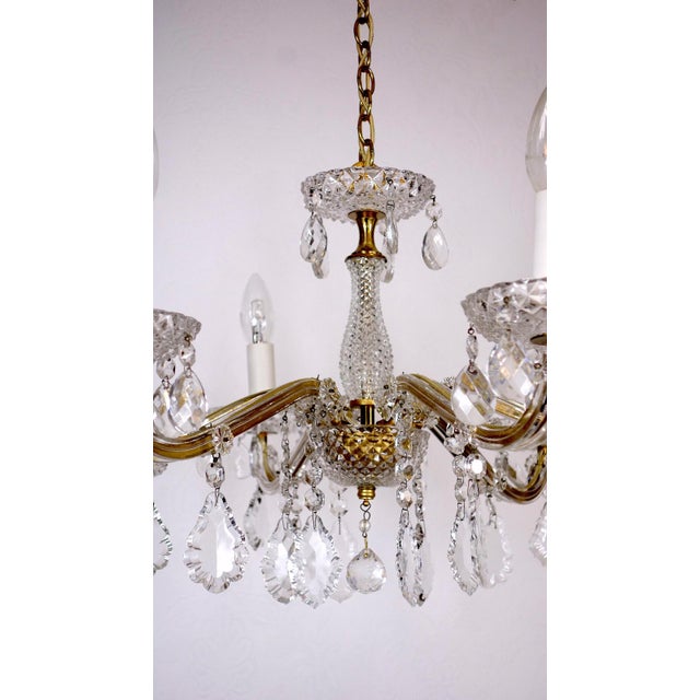 Mid-Century Modern Brass Lead Crystal Chandelier Six Lights from Palwa & Walter, 1960s For Sale - Image 3 of 9
