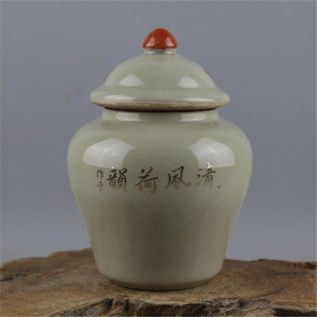 1960s Vintage Chinoiserie Floral Lotus Ginger Jar With Lid For Sale - Image 5 of 5