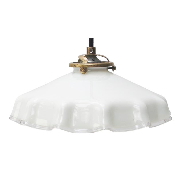 Metal French White Opaline Glass Pendant Lamp For Sale - Image 7 of 7