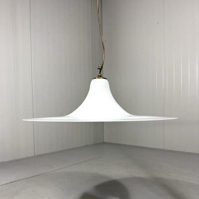 Mid-Century Modern Large White Murano Glass Hanging Lamp, Italy, 1960s For Sale - Image 3 of 18