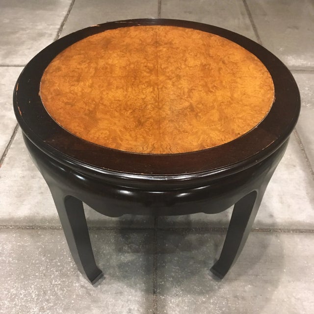 Century Ebonized Pagoda End Table With Chinese Horse Leg & Burl Inlay Chin-Hua Collection For Sale - Image 9 of 13