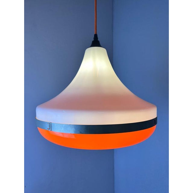 White and Orange Plastic Pendant, Denmark For Sale - Image 11 of 11
