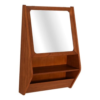 Scandinavian Teak Wall Mirror with Storage Compartment, 1960s For Sale