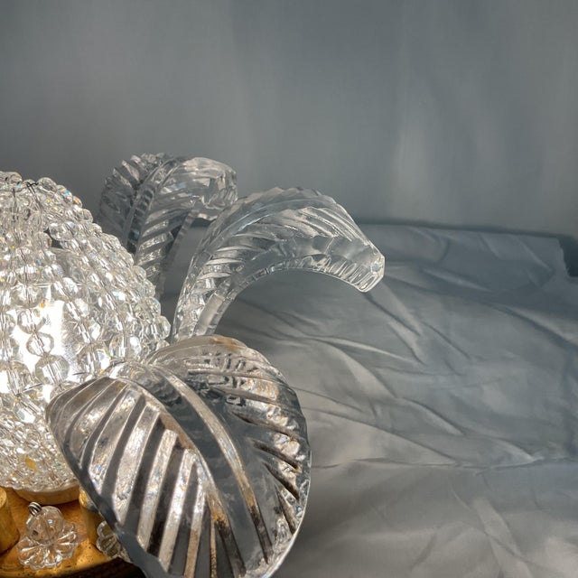 Small Lead Cystal Flower Flush Fixture For Sale - Image 4 of 9