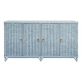 Matthew Izzo Home Evander Languid Blue Four Door Rattan Buffet For Sale