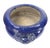 Lovey deep cobalt blue ceramic planter bowl with matching lion heads on two sides. Interior dimension is 9" in diameter...