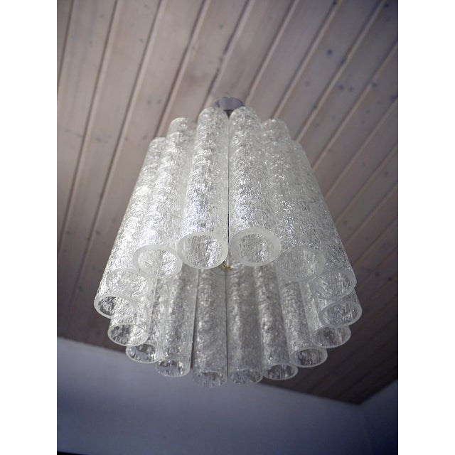 Mid-Century Modern German Murano Glass and Chrome Pendant Lamp from Doria Leuchten, 1960s For Sale - Image 3 of 7