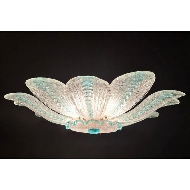 1960s 1960s Clear and Blue Graniglia Murano Flush Mount For Sale - Image 5 of 7