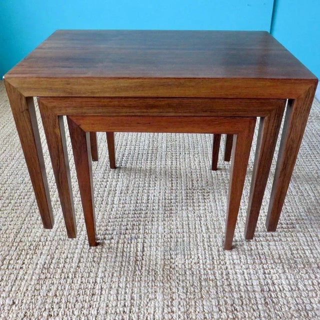 Severin Hansen Rosewood Side Tables by Séverin Hansen, Denmark, 1965, Set of 3 For Sale - Image 4 of 11